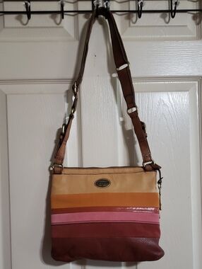 💘🖤💘 Fossil Explorer Crossbody Leather Suede Tri-Color Colorblock